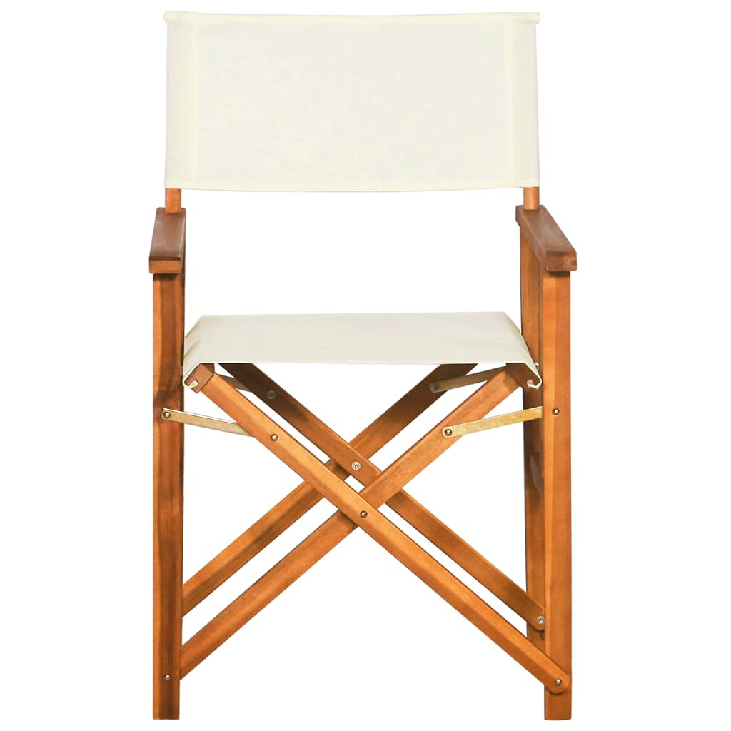 vidaXL Set of 2 Director's Chairs, Foldable Outdoor Seating with Solid Acacia Wood Frame and Fabric Seat and Backrest, Brown and Cream Finish