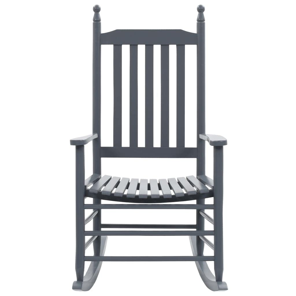 vidaXL Solid Poplar Wood Vintage-Style Rocking Chair - Comfortable Seating with Curved Seat - Gray - Easy Assembly Required