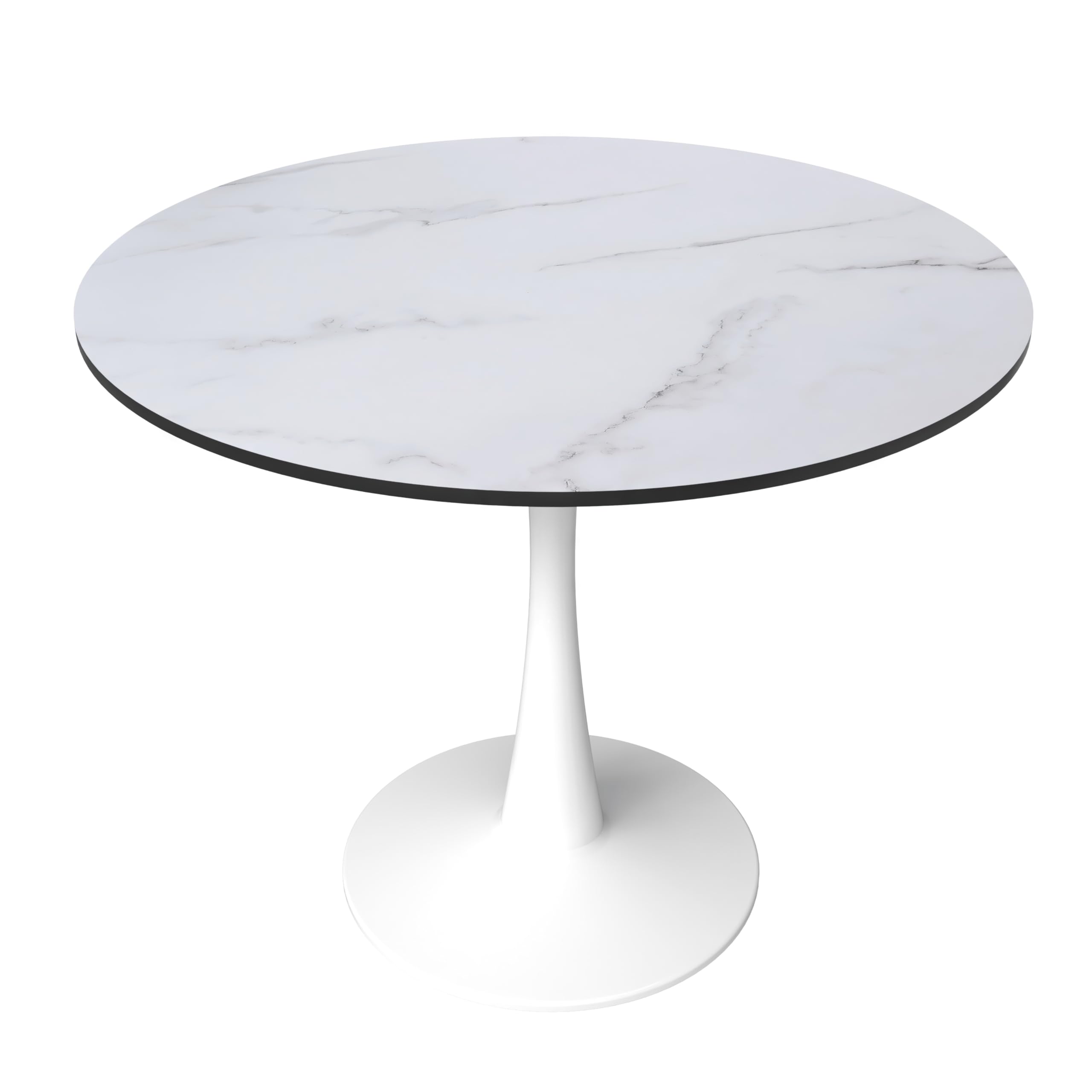 Bristol 31 round dining table White base with marbled MDF top