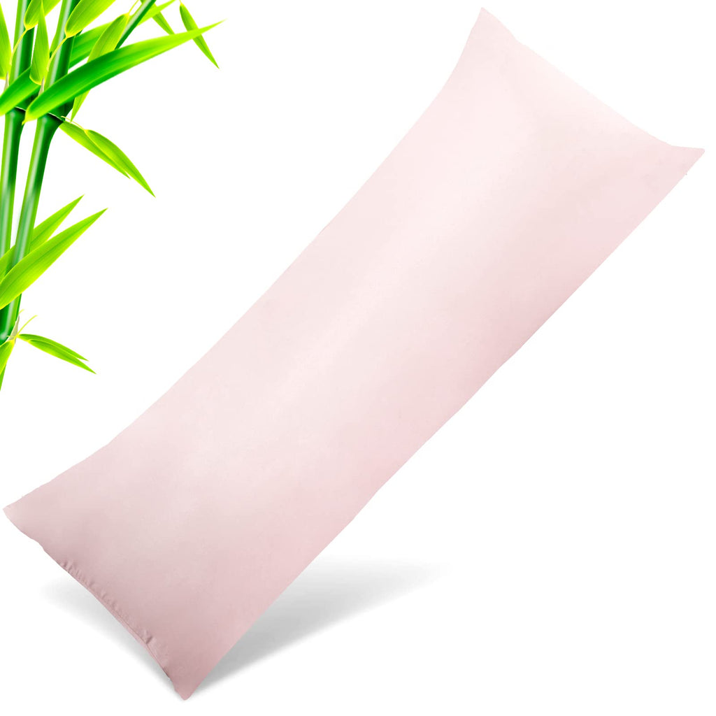 Body Pillow Cases Cover, Bamboo Rayon Pink Body Pillowcases With Zipper Closure, Cooling And Breathable Pillow Case For Hot Slee