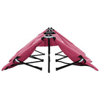 vidaXL Two Person Folding Sun Lounger Outdoor Garden Beach Travel Patio Balcony Lounge Seating Foldable Camping Chair Sunbed Steel Pink