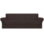 Easy-Going 4 Pieces Oversized Stretch Soft Couch Cover For Dogs - Washable Sofa Slipcover For 3 Separate Cushion Couch - Elastic Furniture Protector For Pets, Kids Chocolate