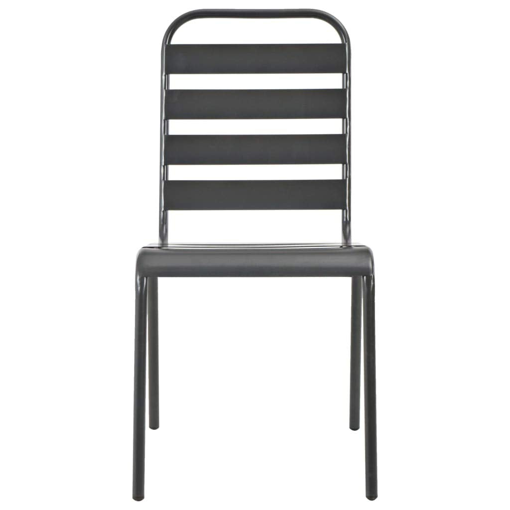 vidaXL Patio Chairs 4 Pcs, Outdoor Poly Rattan Patio Dining Set, Stackable Outdoor Chair for Patio Garden Yard, Slatted Design Steel Dark Gray