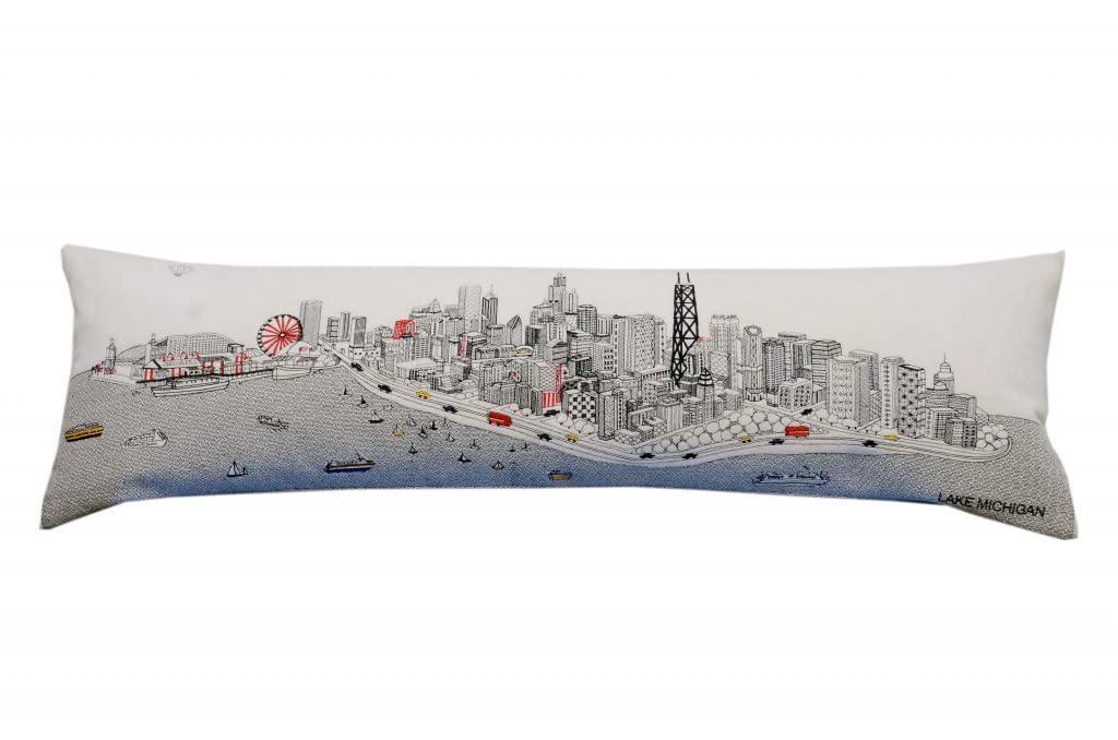 HomeRoots Cream 45' White Chicago Daylight Skyline Lumbar Decorative Pillow