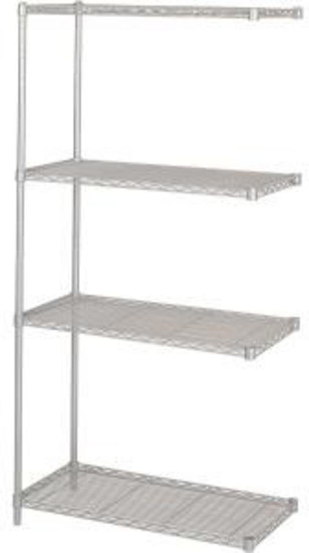 Safco Products Industrial Wire Shelving Add-On Unit 36W x 18D x 72H (Starter Unit and Extra Shelf Pack sold separately), Metalli
