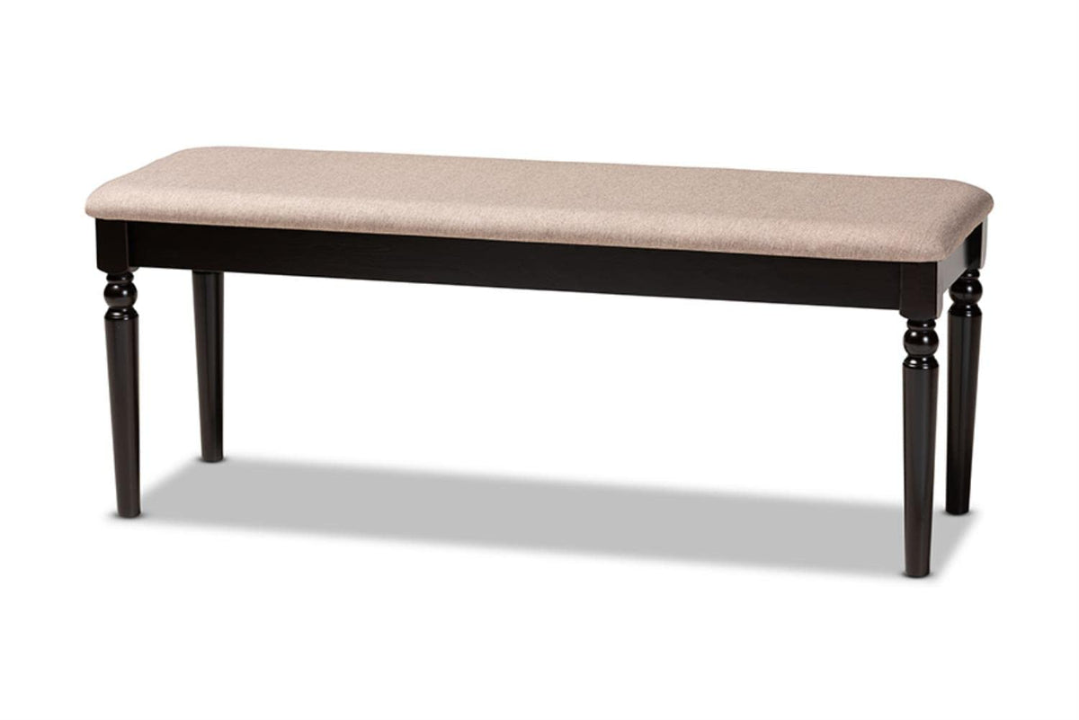 Baxton Studio Giovanni Modern and Contemporary Sand Fabric Upholstered and Dark Brown Finished Wood Dining Bench