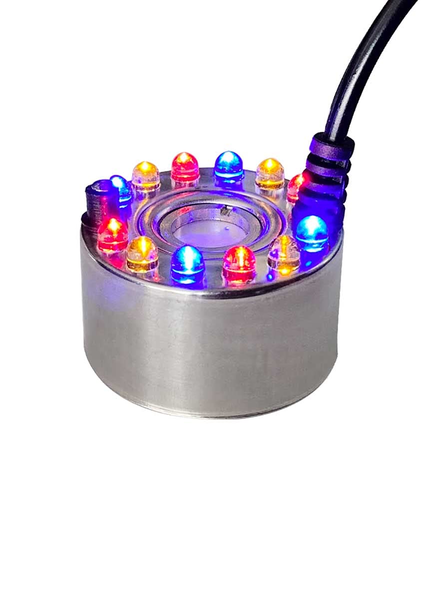 Halloween Mist Maker,Halloween Lights Fog Machine Ultrasonic Mist Water Pond Fogger 12 Led Red Yellow And Blue Light Flashes For
