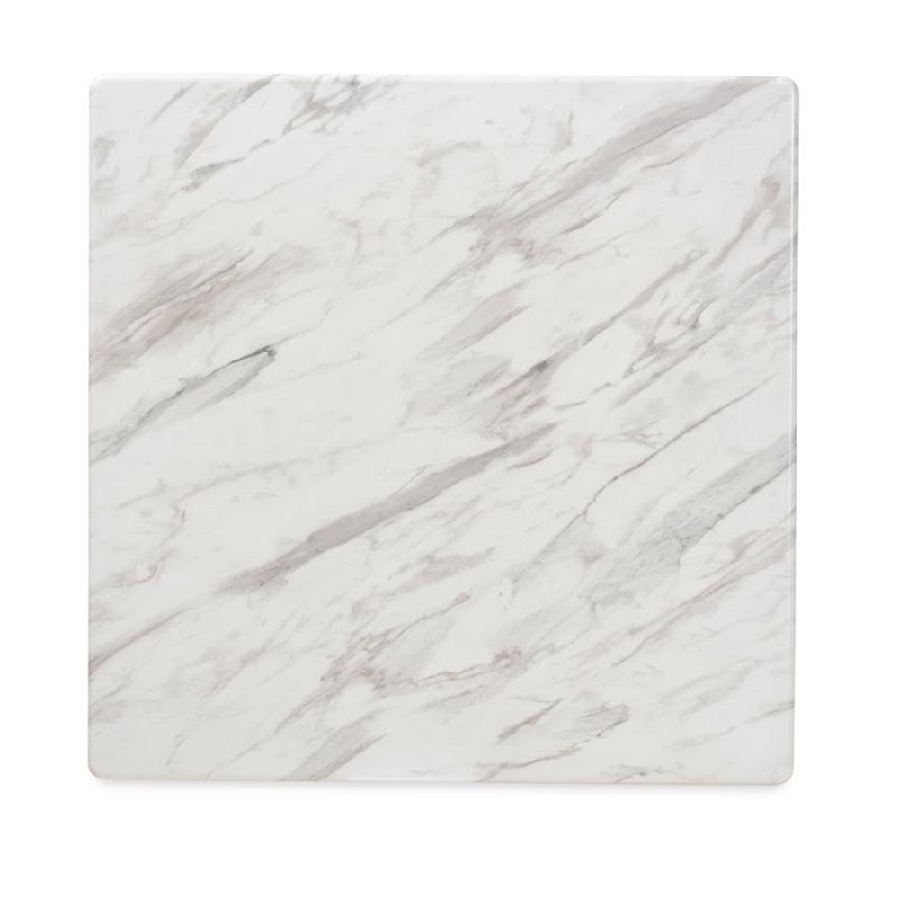 Baxton Studio Paras Mid-Century Modern Transitional Light Beige Fabric Upholstered and Walnut Brown Finished Wood 5-Piece Dining Set with Faux Marble Dining Table