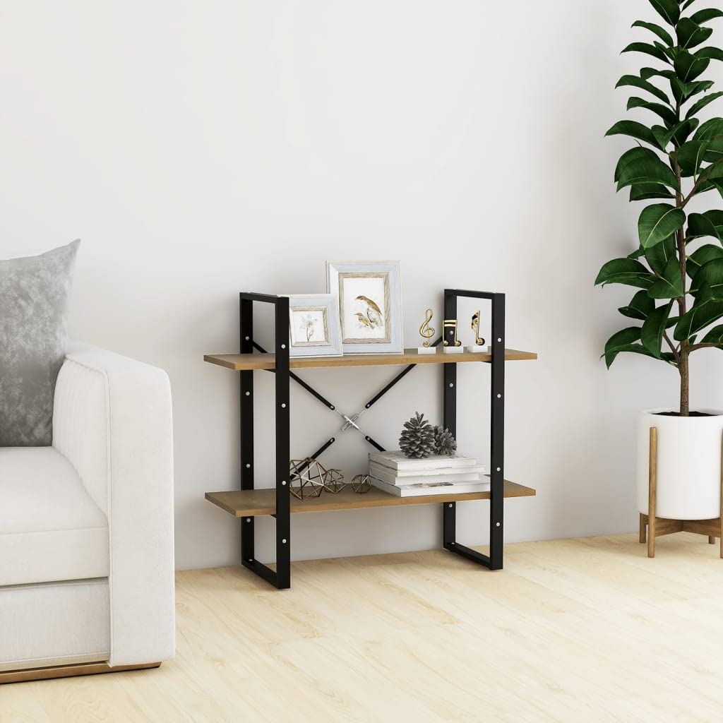 vidaXL 2-Tier Book Cabinet Brown 31.5&quot;x11.8&quot;x27.6&quot; Solid Pine Wood