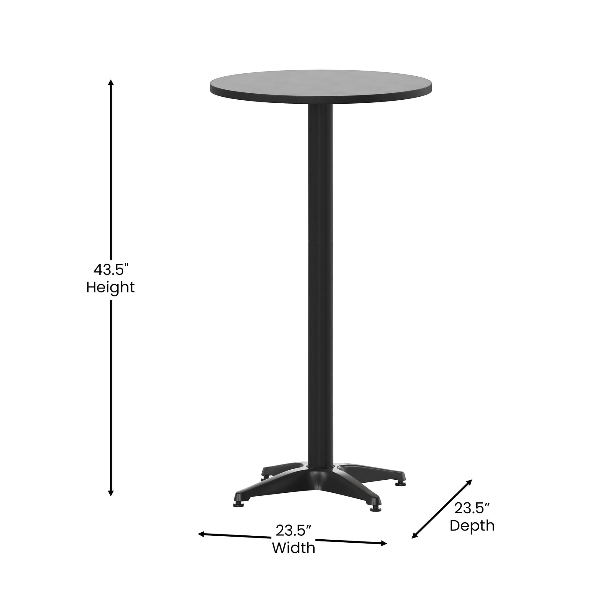 Flash Furniture Mellie 23.25' Round Aluminum Indoor-Outdoor Bar Height Table With Flip-Up Table, Black