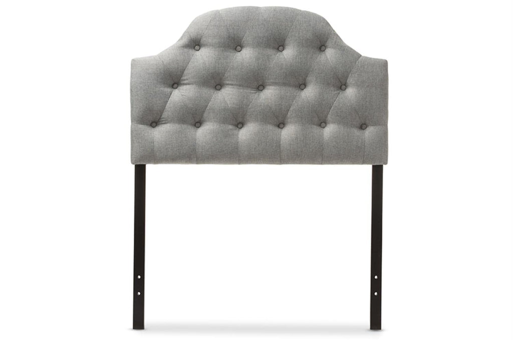 Baxton Studio Morris Modern and Contemporary Grey Fabric Upholstered Button-Tufted Scalloped Twin Size Headboard