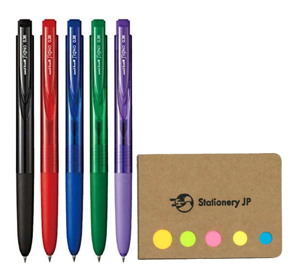 Signo Rt1 Retractable Gel Ink Pen, Micro Point 0.38Mm, Rubber Grip, 5 Color Ink, Sticky Notes Value Set