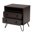 Baxton Studio Glover Modern and Contemporary Dark Brown Finished Wood and Rose Gold-Tone Finished Metal 2-Drawer Nightstand