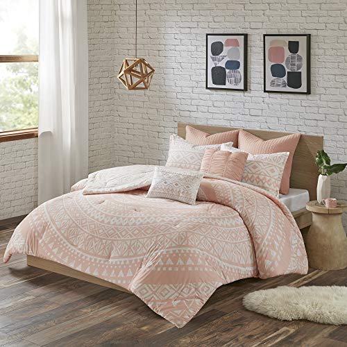 Urban Habitat Cotton Comforter Set-Luxetraditional Design All Season Cozy Bedding With Matching Shams, Decorative Pillow, King/C