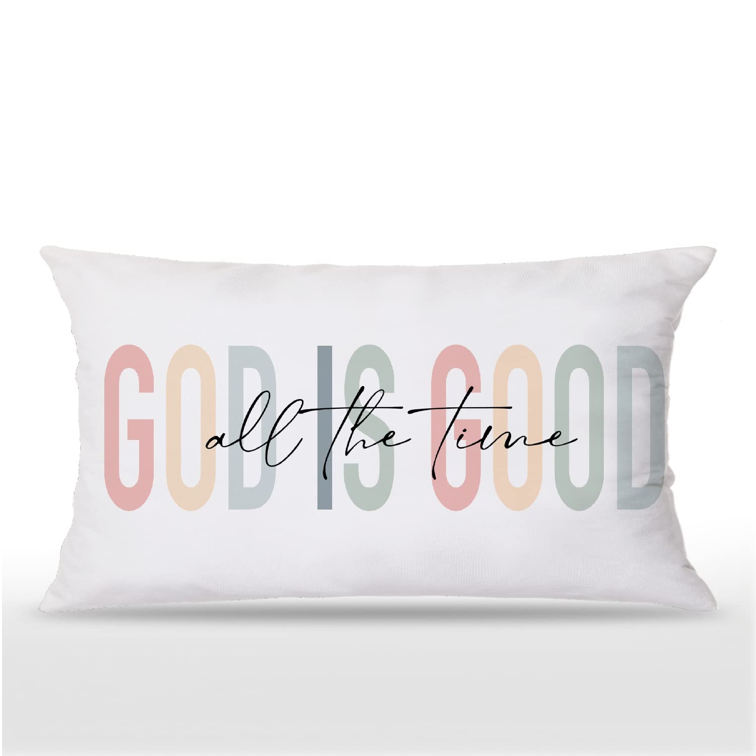 Udinaz Boho Christian Quote God Is Good All The Time 12 X 20 Inches Throw Pillow Covers,Bedroom Living Room Home Decor,Christian