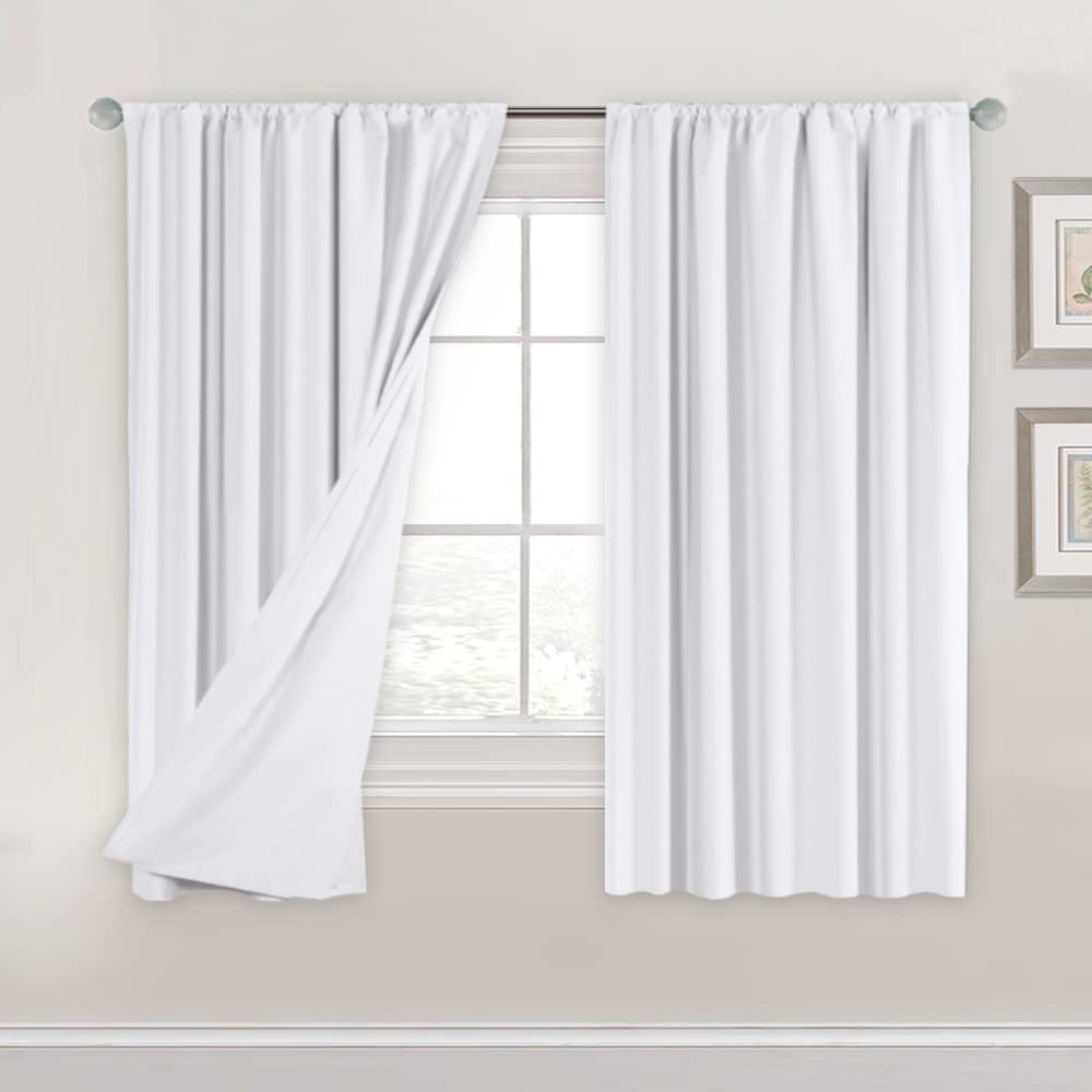 H.VERSAILTEX Total Blackout Curtains for Bedroom 63 Inches Long Rod Pocket Thermal Insulated Living Room Window Curtain Panels w