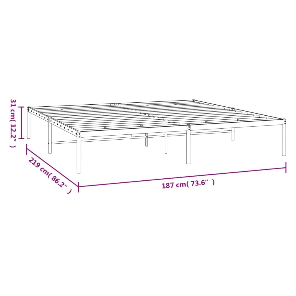 vidaXL 12-Inch Black Metal California King Bed Frame, Heavy-Duty Construction with Under-Bed Storage for Modern Bedroom, No Box Spring Needed & Easy Assembly, No Mattress