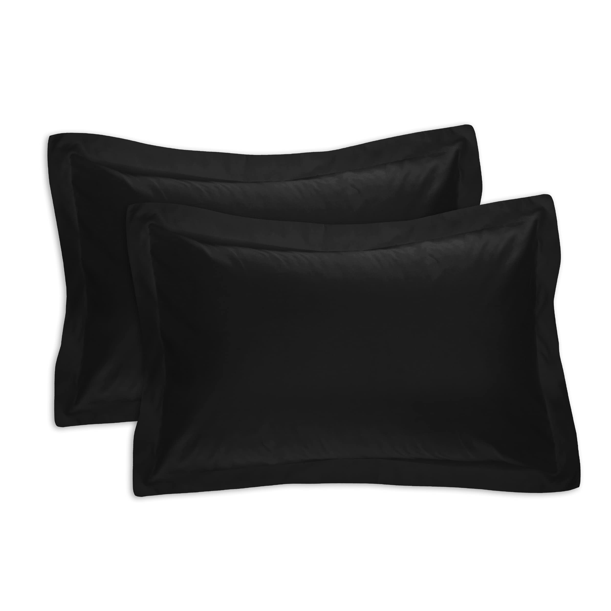 Fresh Ideas Poplin Tailored 2-Pack Pillow Sham, Standard, Black, Model: Fre20102Blac07