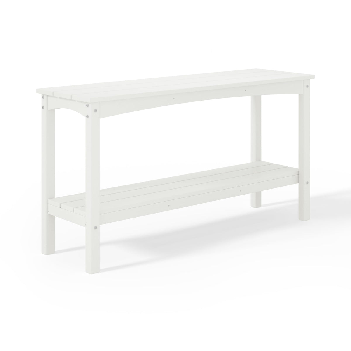 Costaelm Patio Console Table, 55'' 2-Shelf Said Table Indoor Outdoor Multifunctional Buffet Bar Storage Organizer For Entryway, Garden Hdpe Plant Table, White