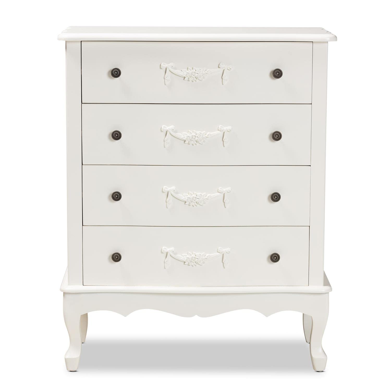 Baxton Studio Callen Classic and Traditional White Finished Wood 4-Drawer Storage Cabinet