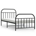vidaXL Single Bed Frame - Durable Powder-Coated Steel with Headboard and Footboard - Extra Storage Space - Includes Metal Slats and Legs - Black
