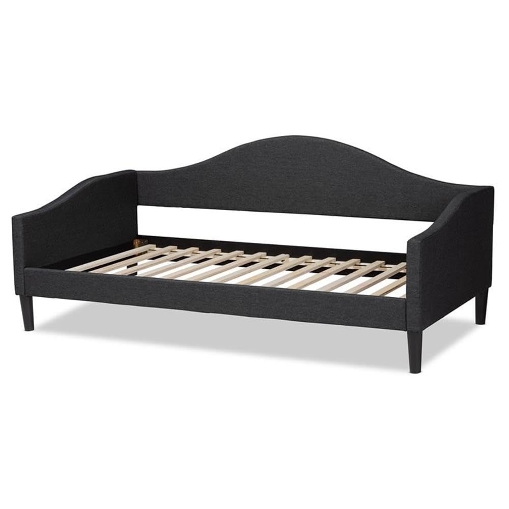 Baxton Studio Milligan Modern and Contemporary Charcoal Fabric Upholstered and Dark Brown Finished Wood Twin Size Daybed