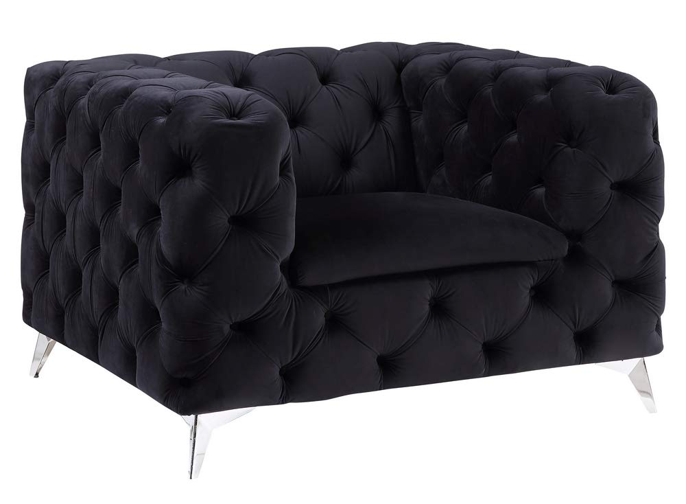Acme Phifina Button Tufted Velvet Upholstery Chair in Black