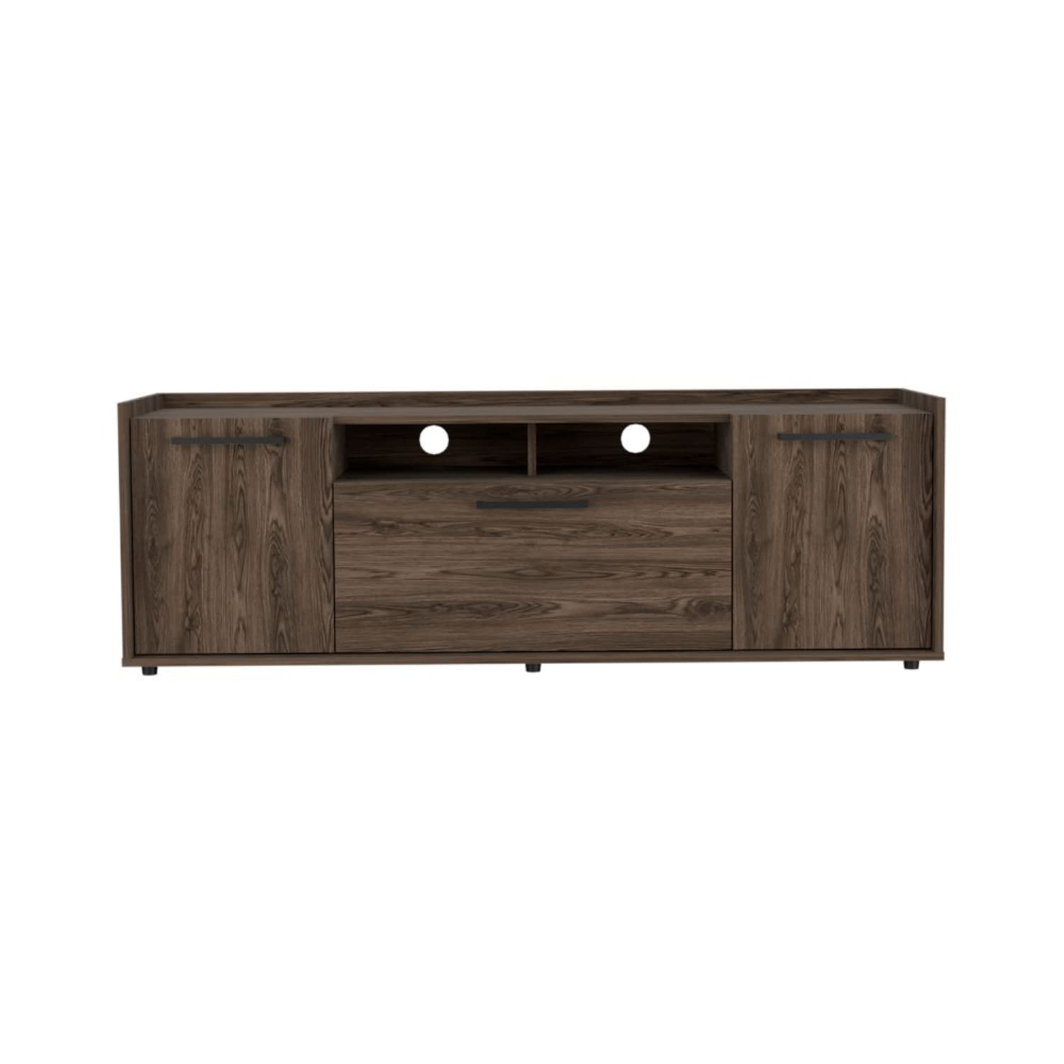 Hollywood Tv Stand for Tv´S Up 60&quot;, Double Door Cabinets, 1 Flexible Cabinet, Dark Walnut