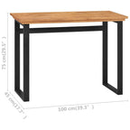 vidaXL 39.4 Solid Teak Wood Desk - Black Computer Writing Study Office Table