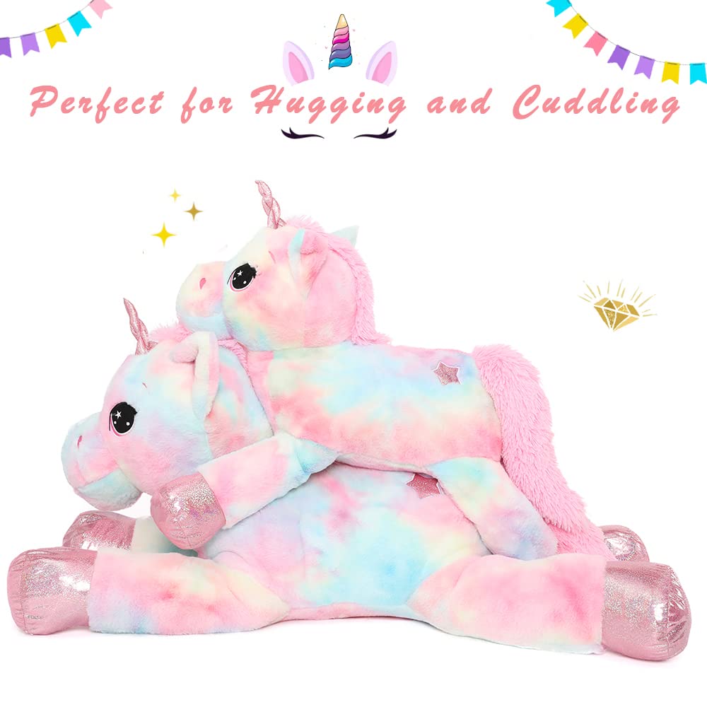 Muiteiur 43.4' Large Pink Unicorn Plush Pillow - Soft Stuffed Animal Toy Gift For Girls