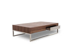 HomeRoots Steel, Glass, Veneer Modern Walnut Coffee Table