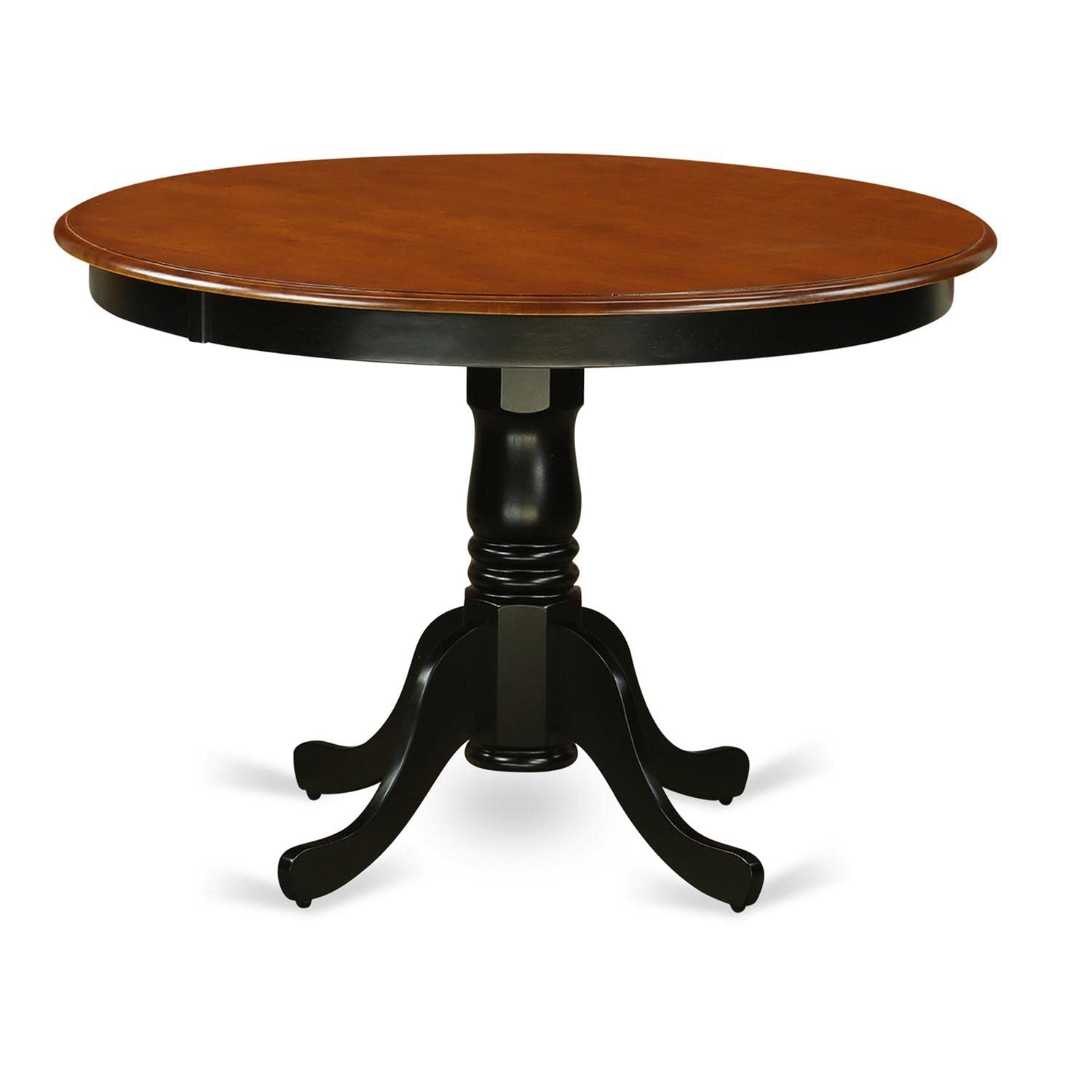 East West Furniture HLWE3-BCH-W 3 Piece Dining Room Table Set Contains a Round Kitchen Table with Pedestal and 2 Dining Chairs, 42x42 Inch, Black & Cherry