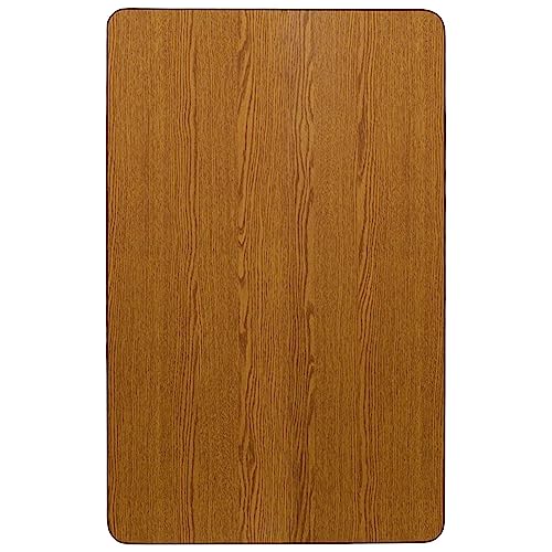 Flash Furniture Wren 24''W x 48''L Rectangular Oak Thermal Laminate Activity Table - Height Adjustable Short Legs