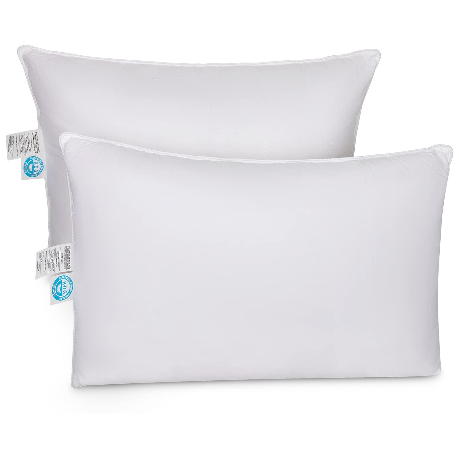 East Coast Bedding Cozy Dream Firm Pillow, Queen Pillow Medium Support Hotel Pillow, Queen Size 20X30 Inch Goose Feather Down Pi