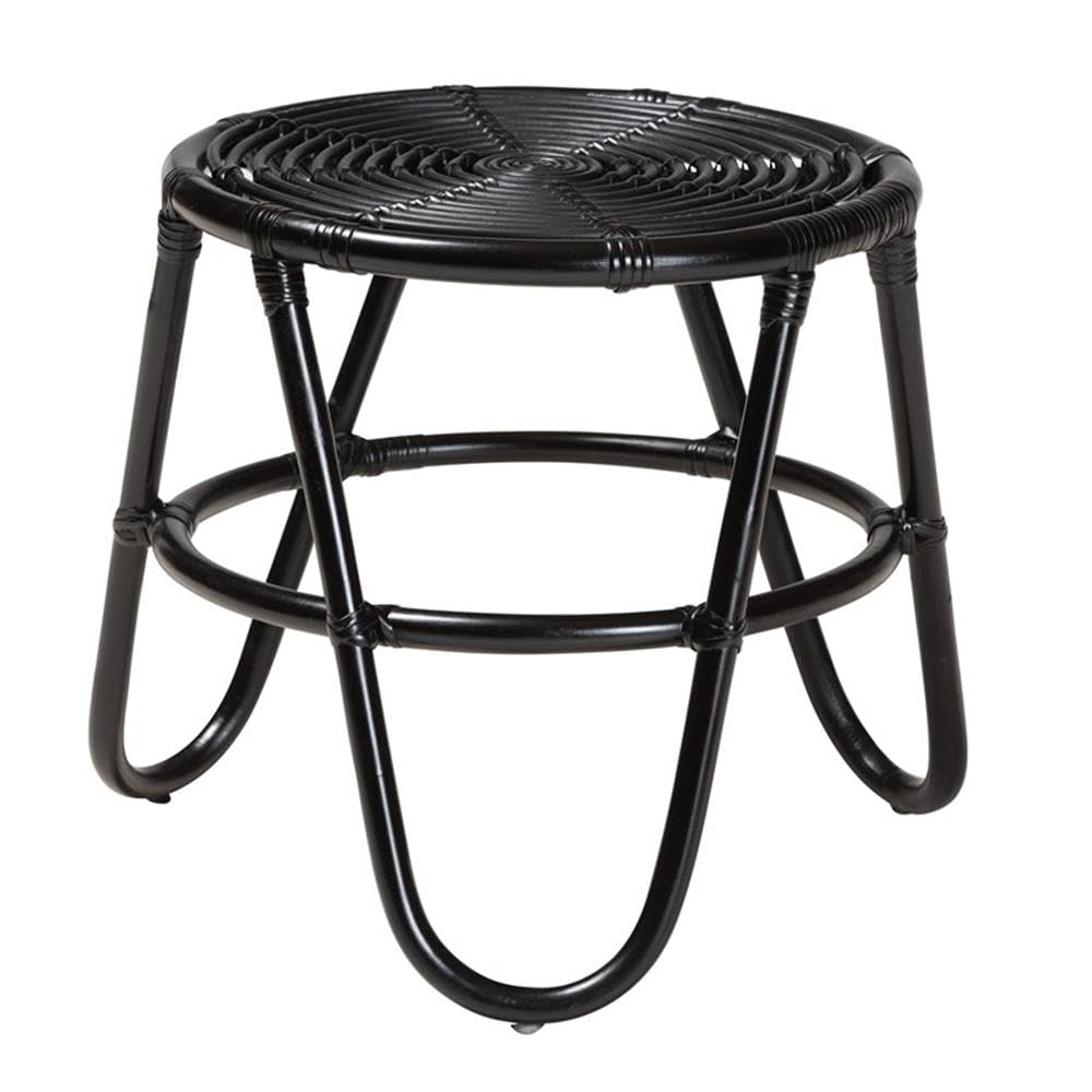 Baxton Studio Pertessa Modern Bohemian Black Finished Rattan End Table Black/Rattan