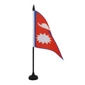 Nepal Table Flag 5' X 8' - Nepalese Desk Flag 21 X 14 Cm - Black Plastic Stick And Base - Az Flag