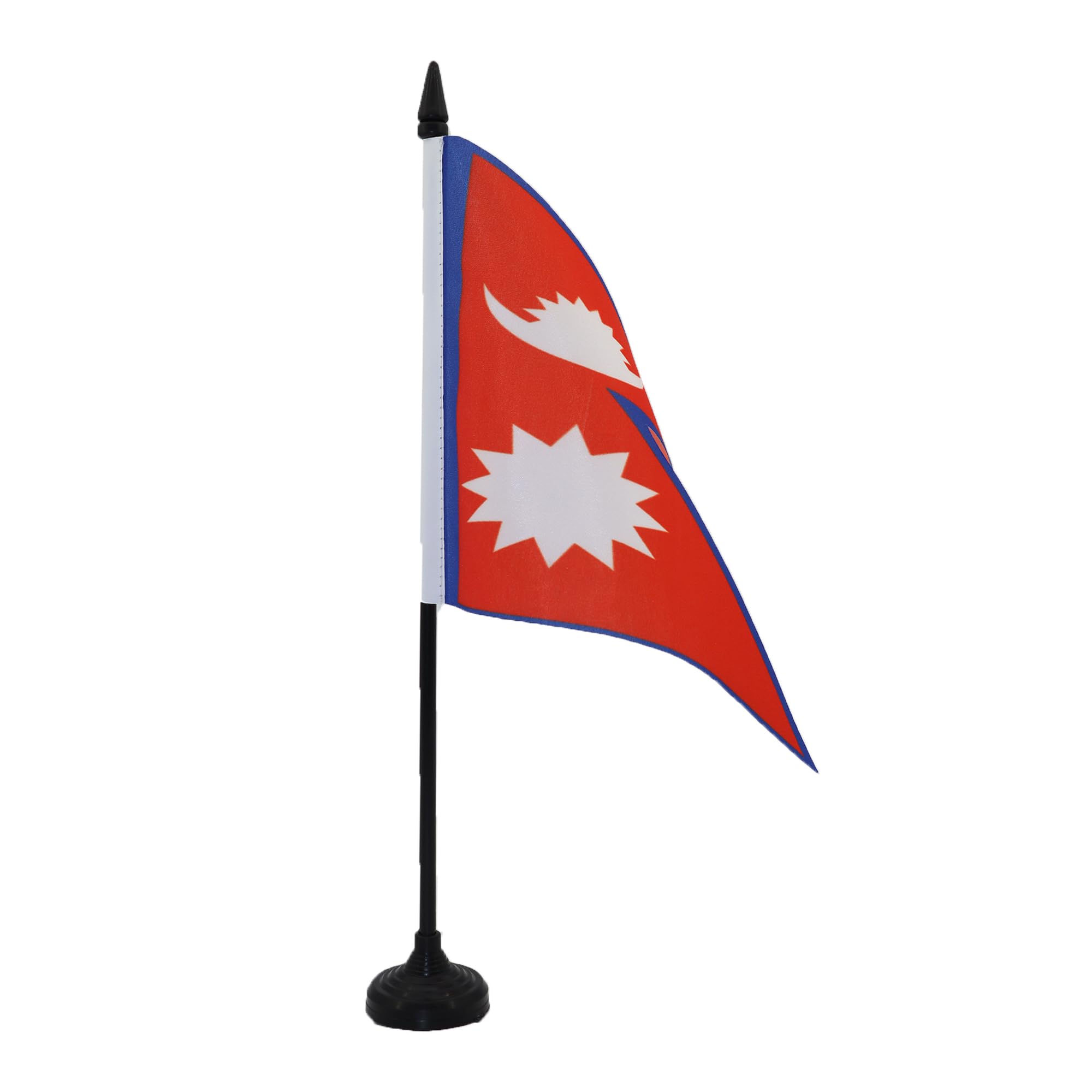 Nepal Table Flag 5' X 8' - Nepalese Desk Flag 21 X 14 Cm - Black Plastic Stick And Base - Az Flag