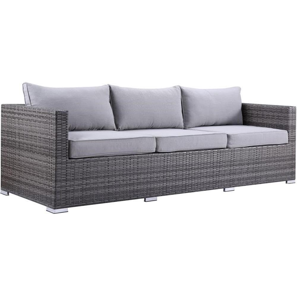 Acme Sheffield 4PC Pack Patio Sofa Set in Gray Fabric & Gray Finish