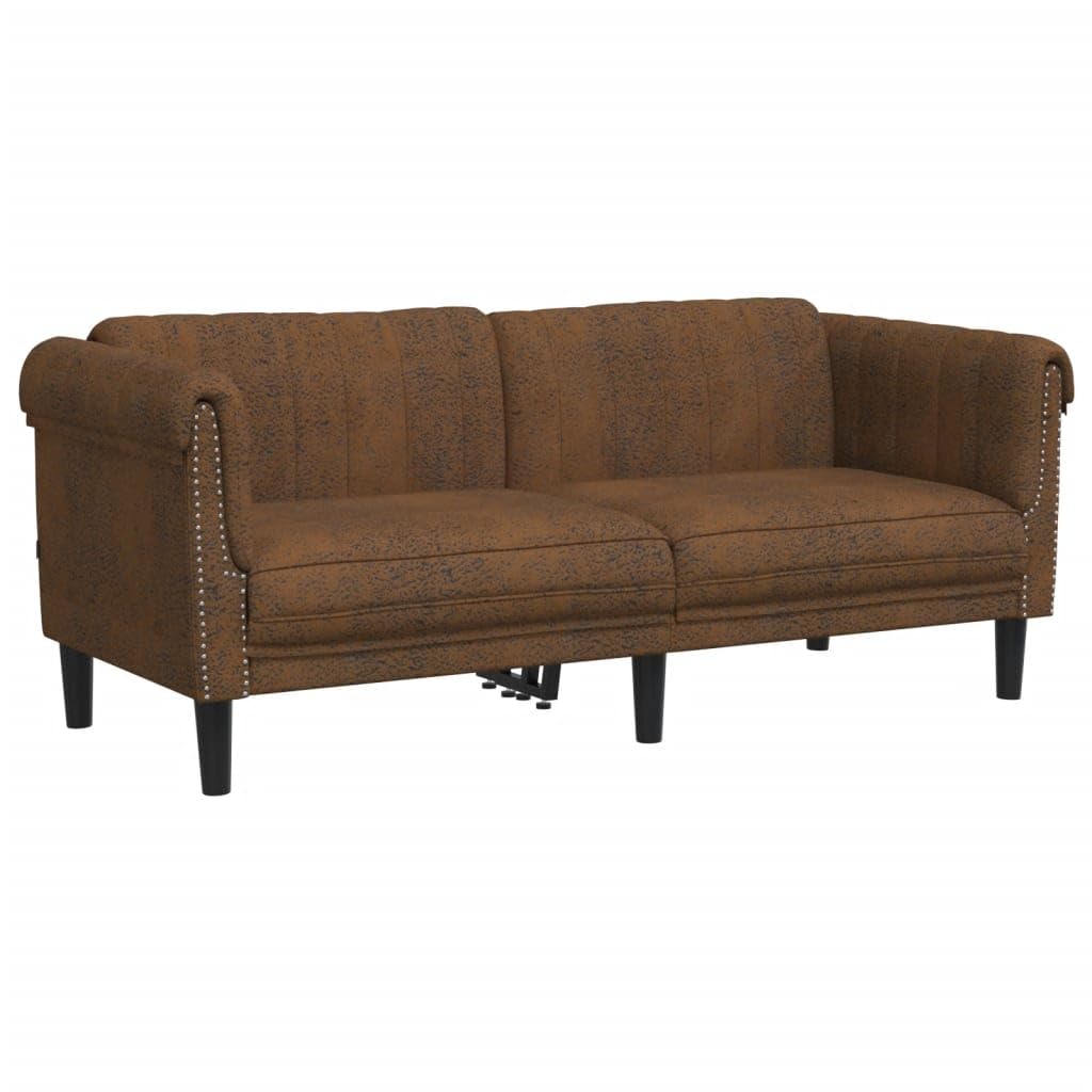 vidaXL Velvet Sofa Set - 2pc Brown Settee and Armchair, Modern Living Room Furniture with Sturdy Legs and Plush Comfort