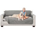 Sofa Shield Patented Couch Slip Cover, Large Cushion Protector, Reversible Stain And Dog Tear Resistant Slipcover, Quilted Microfiber 70” Seat, Washable Covers For Dogs Pets Kids, Light Gray