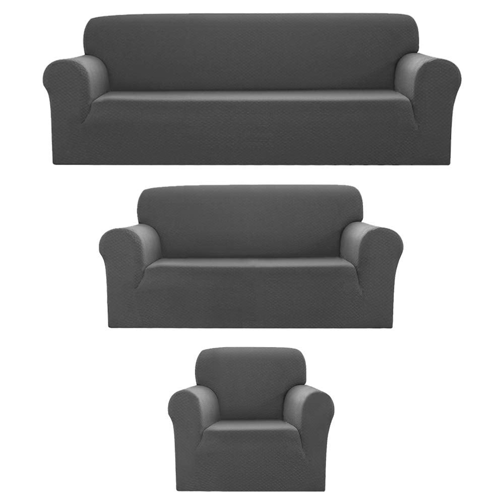 Sapphire Home 3-Piece Couch Cover Set, Sofa, Loveseat, and Arm Chair Slipcovers, Form fit Stretch, Wrinkle Free, Furniture Prote