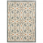 HomeRoots Grey Polyester 5’ x 7’ Gray and Beige Medallion Indoor Area Rug