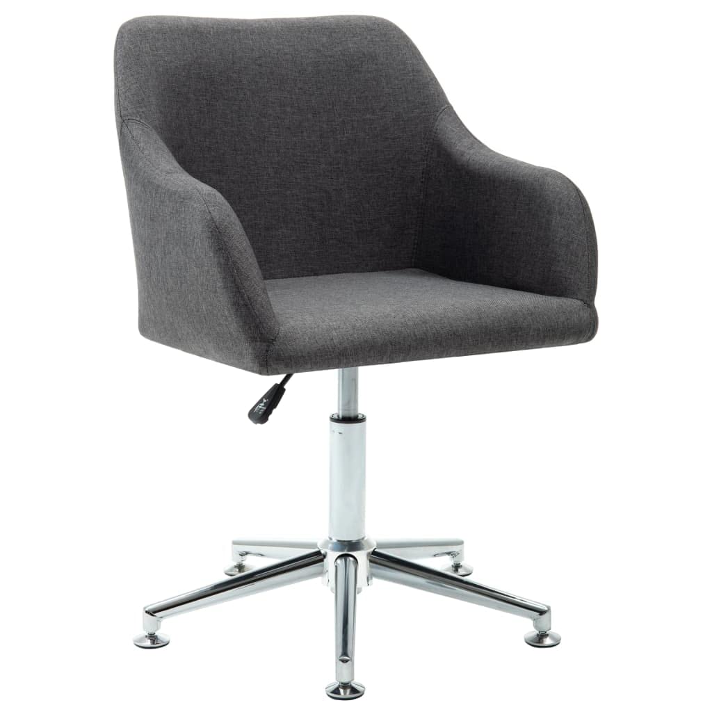 vidaXL Ergonomically Designed Swivel Office Chair in Dark Gray Fabric with Foam Padding, Height Adjustment and Steel Legs