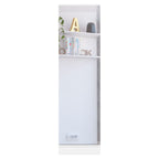 Shoe Rack 67" H, 5 Internal Storage Shelves, A Mirror, A Door, Approximate Capacity of 10 Pairs of Shoes, White