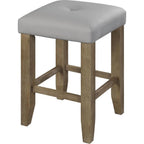 Acme Charnell Faux Leather Counter Height Stool in Gray and Oak Set of 2