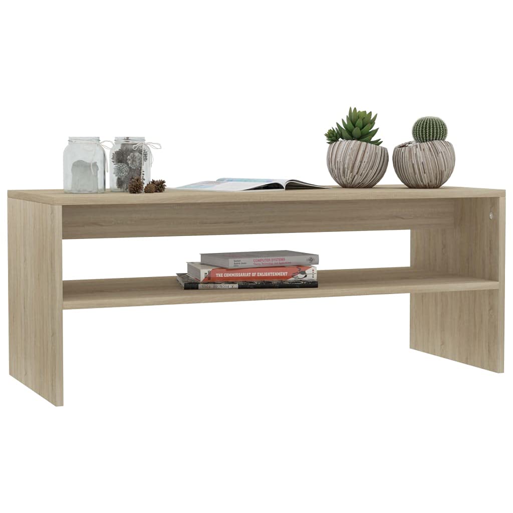 vidaXL Engineered Wood Coffee Table, Sonoma Oak - Contemporary with Scandinavian Flair, Open Shelf Design for Storage, Easy Assembly