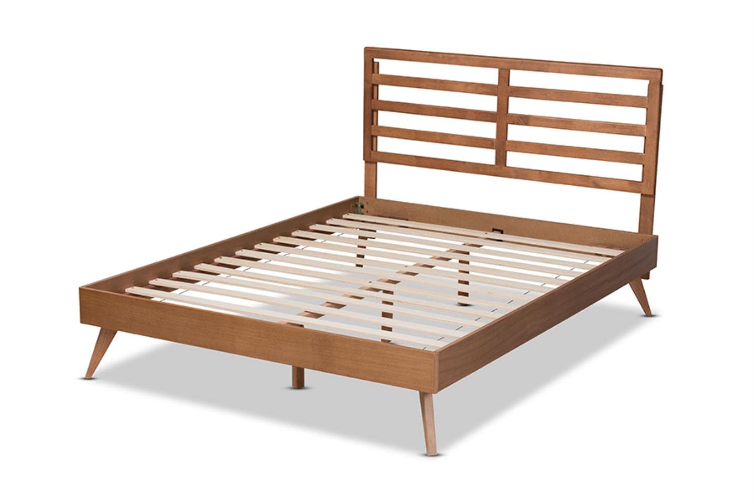 Baxton Studio Shiro Mid-Century Modern Ash Walnut Finished Wood Full Size Platform Bed