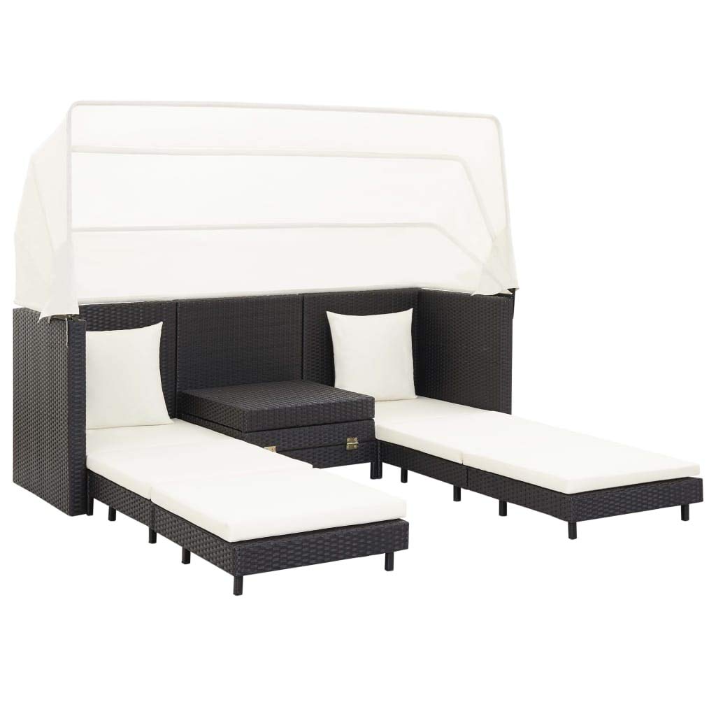 vidaXL Extendable 3-Seater Sofa Bed with Roof - Thumbnail 2