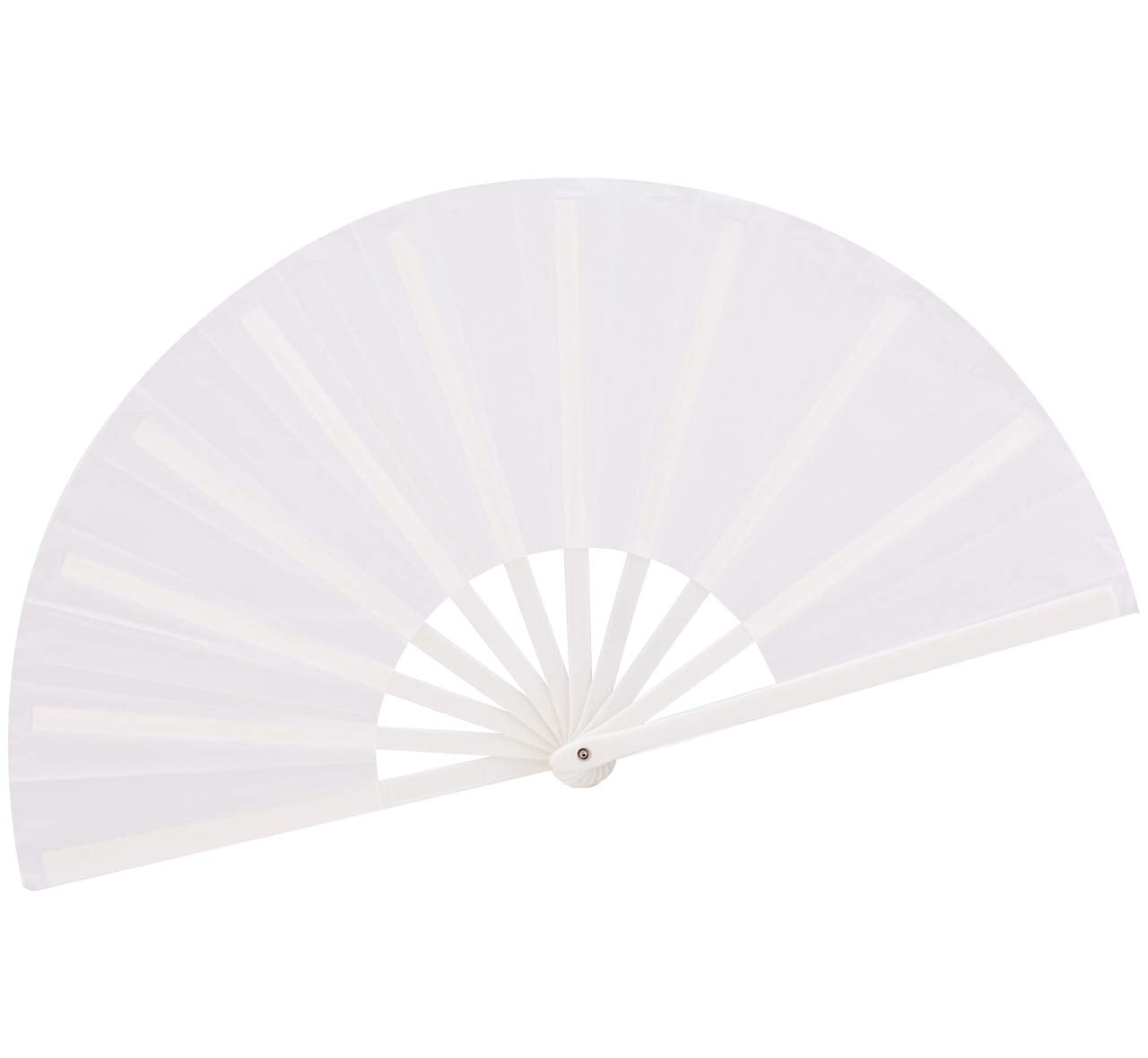 HONSHEN Chinese Hand Fan Folding Fan Performance Fan Nylon-Cloth Fan 13 inch (White)