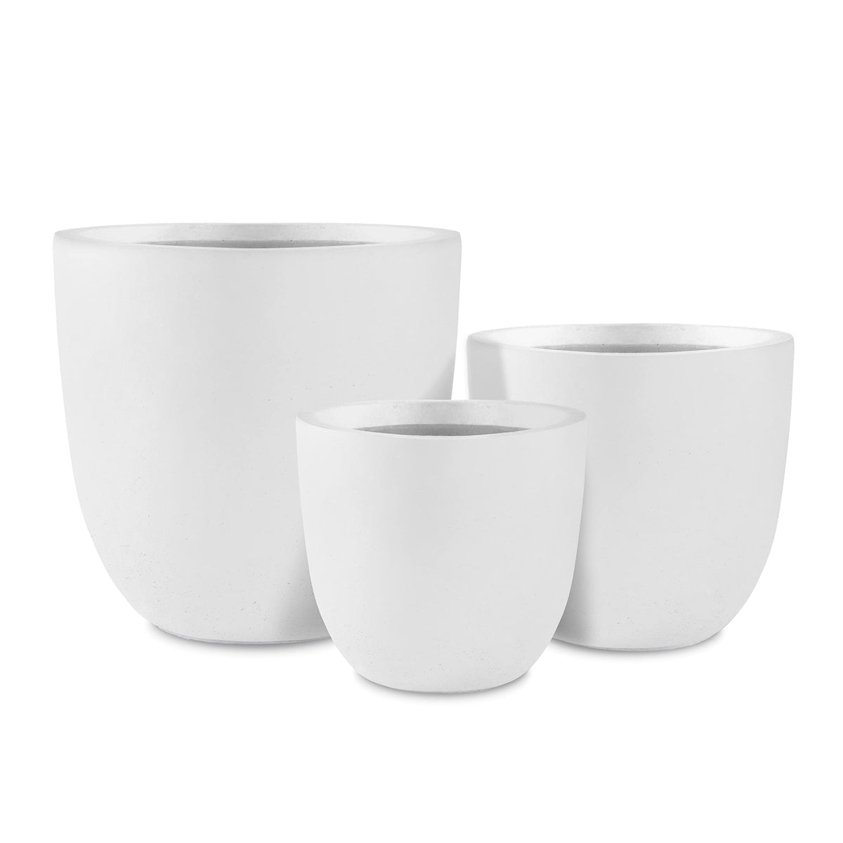 Kante 18', 14', And 10' W Pure White Concrete Round Planters (Set Of 3), Outdoor Indoor Modern Planter Pots, Lightweight, Wea